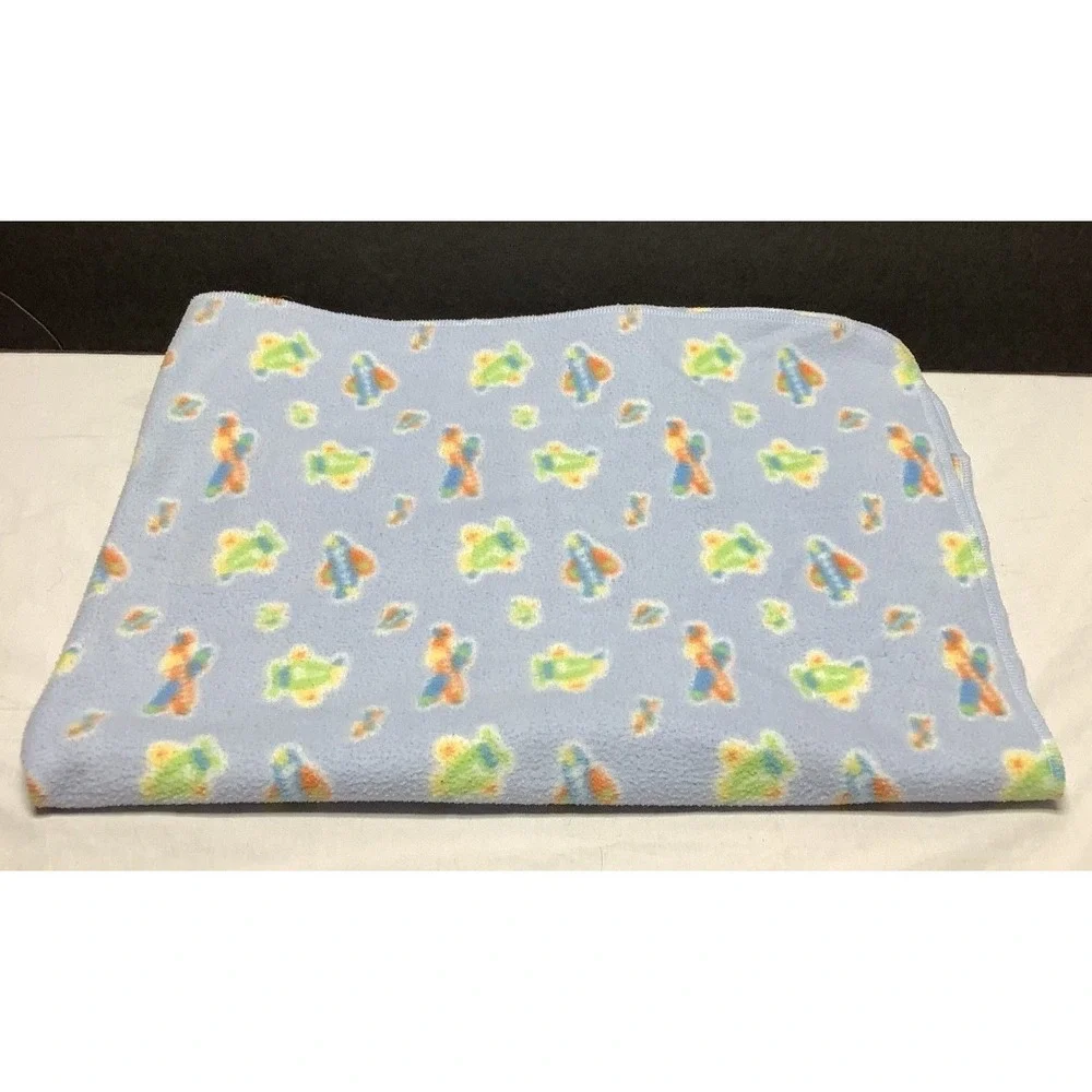 Small Wonders Blue Fleece Airplane Baby Blanket 30
